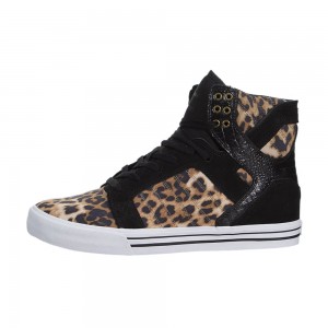 Supra SkyTop Høye Dame Leopard Svarte | LOTRA6310