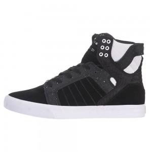 Supra SkyTop Høye Herre Svarte Hvite | FQTKI2697