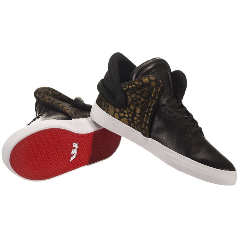 Supra Falcon Sneakers Dame Svarte Gull | OATWE7354