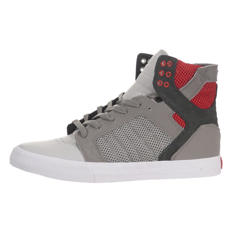 Supra SkyTop Høye Dame Grå Rød | VASFK4530