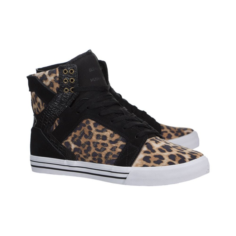 Supra SkyTop Høye Dame Leopard Svarte | LOTRA6310