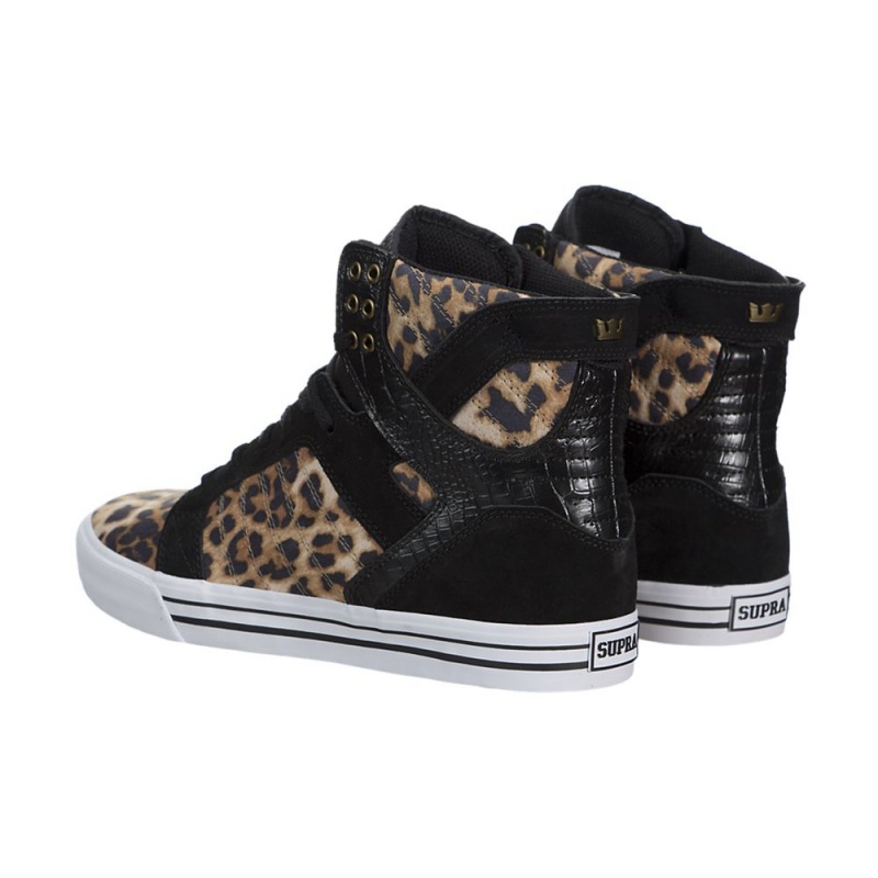 Supra SkyTop Høye Dame Leopard Svarte | LOTRA6310