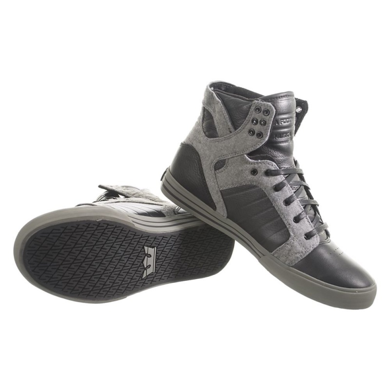 Supra SkyTop Høye Dame Svarte Grå | SIHOX6271