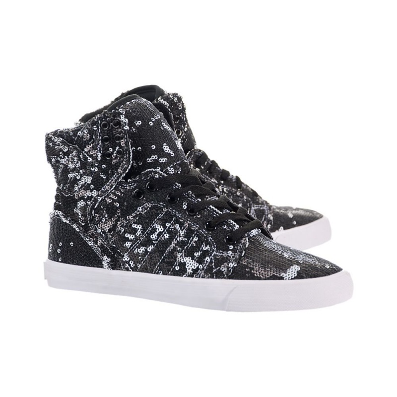 Supra SkyTop Høye Dame Svarte Hvite | CZJWT0257