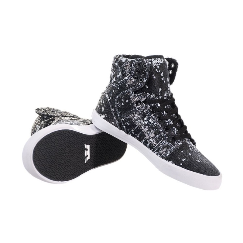 Supra SkyTop Høye Dame Svarte Hvite | CZJWT0257