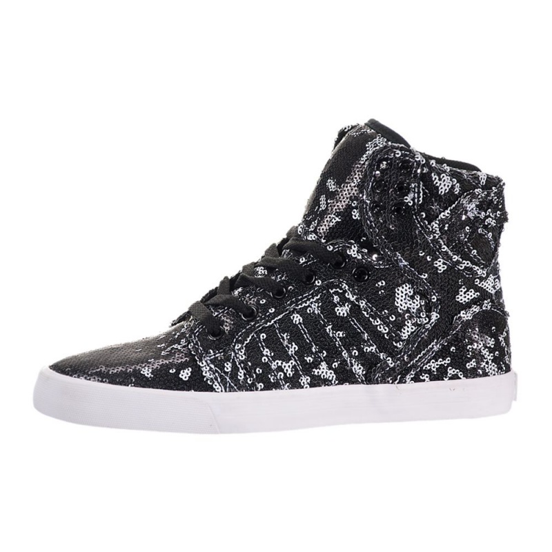 Supra SkyTop Høye Dame Svarte Hvite | CZJWT0257