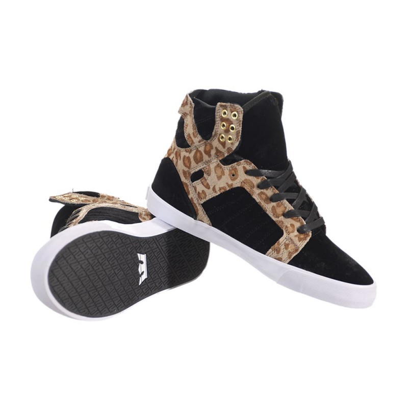 Supra SkyTop Høye Dame Svarte Leopard | UKCHX9614