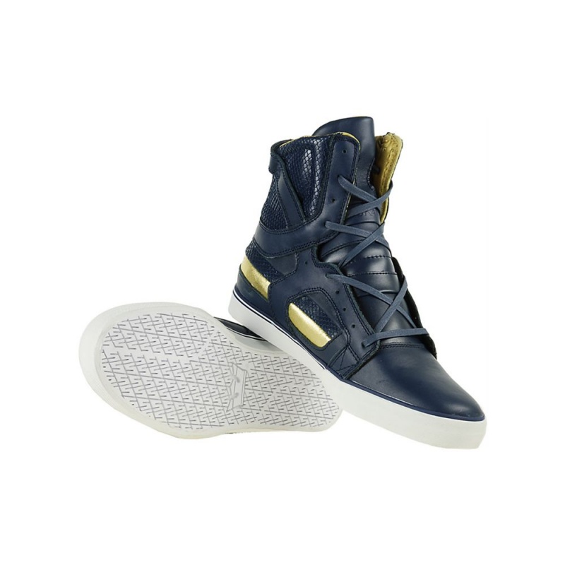 Supra SkyTop II Høye Dame Marineblå Gull | XABHW4832