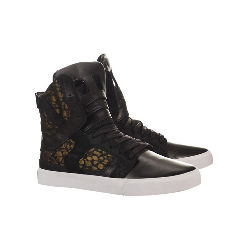 Supra SkyTop II Høye Dame Svarte Gull | PQSEL6537