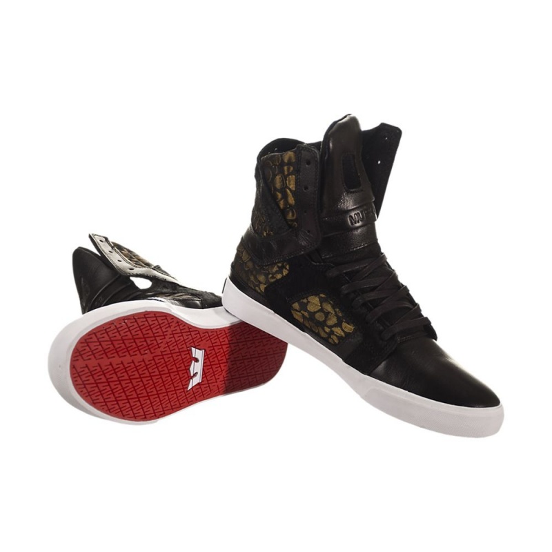 Supra SkyTop II Høye Dame Svarte Gull | PQSEL6537